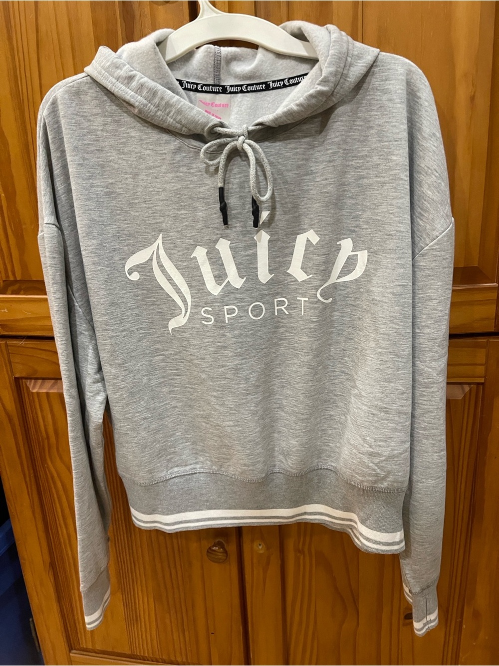 Juicy Couture Gray Hoodie with Black Trim and Pink Logo Tag